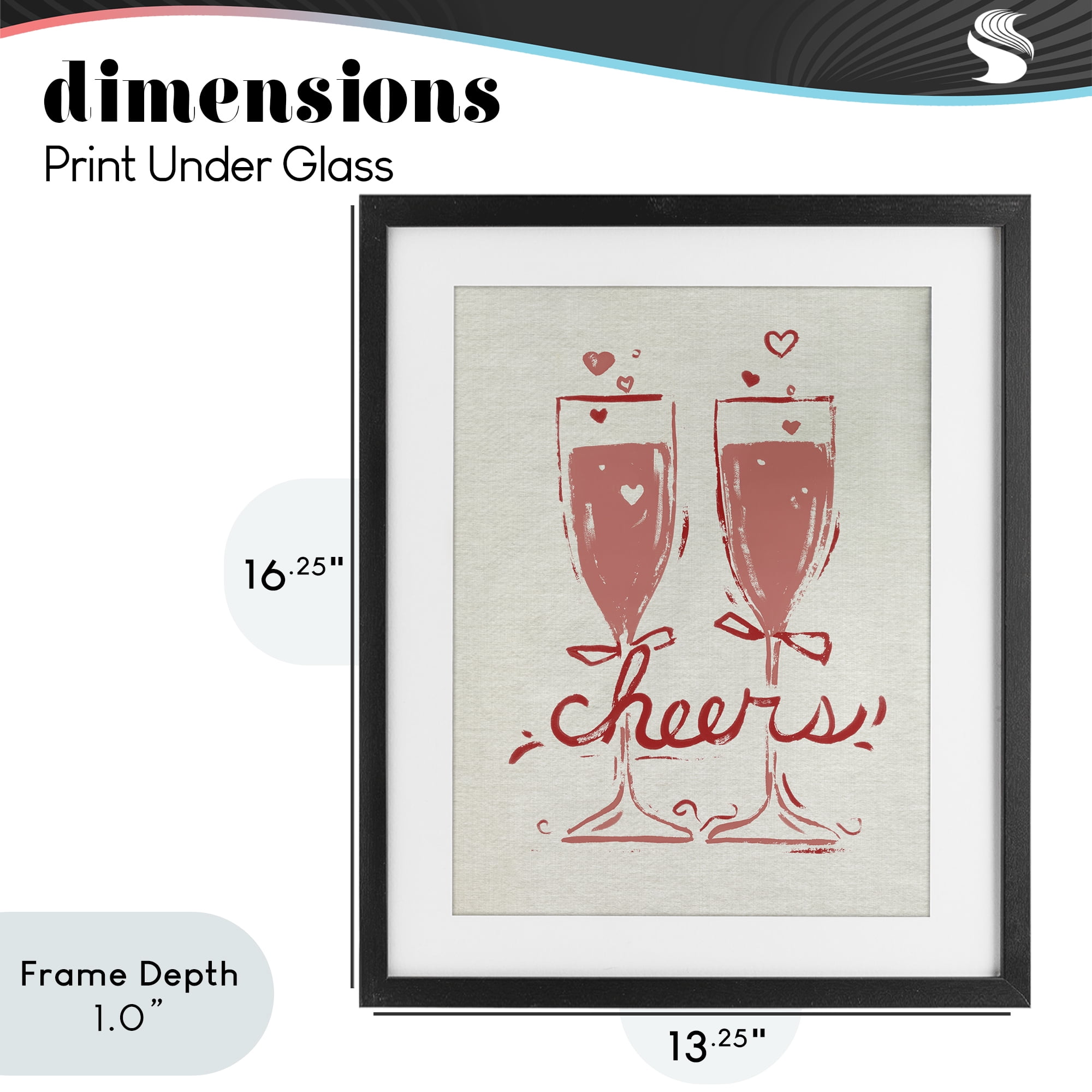 Stupell Industries Romantic Cheers To Love Black Framed Print Under Glass, design by June Erica Vess