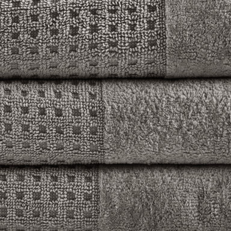 Home Essence 800gsm 6 Piece Solid Print Cotton Towel Set, Gray 