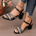 thumbnail image 7 of Bkhluea Women Rhinestone Embellished Block Heel Slingback Sandals Comfortable Footwear For Party Casual Outdoor Daily Activities, 7 of 7
