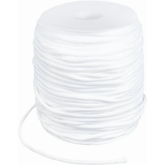 109.36 Yards Round Nylon Cord 0.18Inch White Piping Cord with Cotton Insde for Upholstery Pillows Welting Applications White