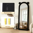 thumbnail image 4 of Gleamira 63"x 24" Arched Bear Ear Full Length Mirror Floor Mirror with Flannel Frame, Black, 4 of 5