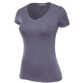 thumbnail image 4 of FashionMille Women's Slim FIt Basic V Neck Fitted Short Sleeve T-Shirt, 4 of 5