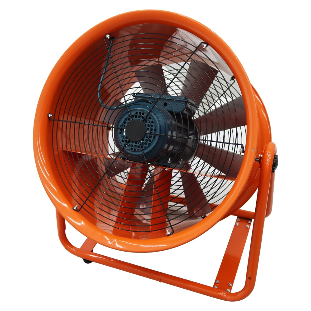 INTBUYING 24” 220V Axial Fan Mobile Cylinder Pipe Spray Booth Paint Fumes Blower with Wheels