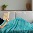 thumbnail image 3 of Aqua Damask Soft Flannel Fleece Throw Blanket, Detailed Intensive Motifs Floral Inspired Repetitive Print, Cozy Plush for Indoor and Outdoor Use, 50" x 60", Deep Sky Blue Sky Blue, by Ambesonne, 3 of 5