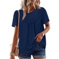 thumbnail image 2 of CHGBMOK Womens T-Shirts Mode Décontractée Manches Courtes Col Rond Plié Blouse Tailles 2TG, 2 of 7