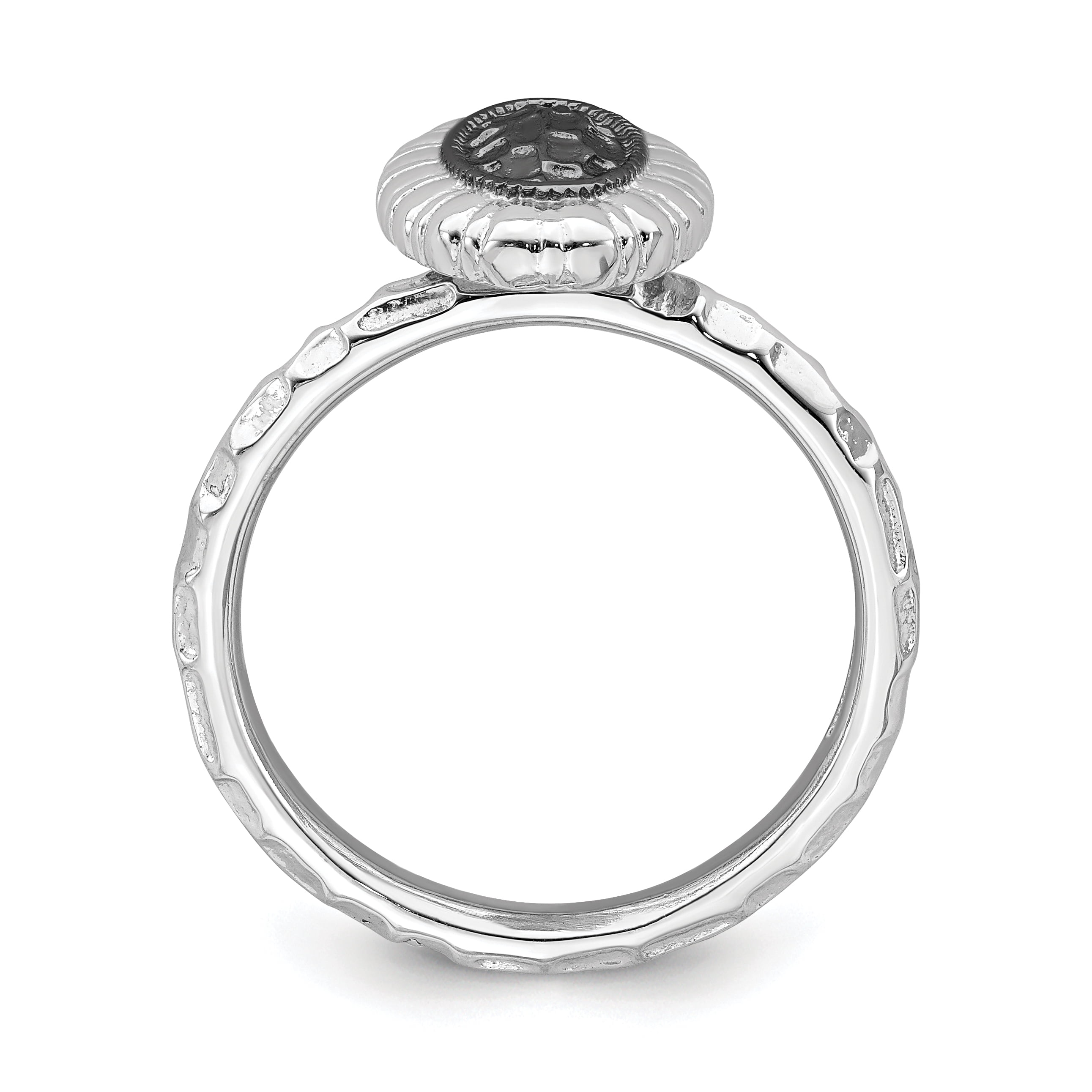 Sterling Silver Ruthenium-Plated Oval Ring