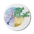 thumbnail image 1 of Tree Mouse Pad for Computers, Cartoon Illustration Representing the Cycle of the 4 Seasons in a Circle with Tree, Round Non-Slip Thick Rubber Modern Mousepad, 8" Round, Multicolor, by Ambesonne, 1 of 2