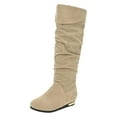 thumbnail image 3 of Karoyedx Western Booties for Women Women's Cowboy Knee-High Boots Pointed Toe Mid Chunky Heel Pull On Slouchy Boots with Zippers Beige Size,8.5, 3 of 7