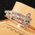 thumbnail image 3 of Marquise Cut Lab Created Diamond Ring Bridal Set Engagement Wedding Gift 14K White Gold Plated, 3 of 5
