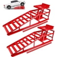 thumbnail image 1 of 2 Pack 11000 Lbs Hydraulic Car Ramps Heavy Duty Steel Low Profile Service Lift Ramps with Adjustable Height 9.3 In -14 In Red, 1 of 6