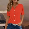 thumbnail image 6 of Women's Shirt 2025 Summer Short Sleeve V-Neck Button-Down Casual Printed Blouse | Yubnlvae | Womens Summer Tops Fashion 2025 V Neck Print Shirts Casual Button (Orange | 3XL), 6 of 6