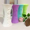 thumbnail image 2 of Farfi Plastic Embossment Vase Flower Arrangement Pot Container Home Office Table Decor (Light Purple), 2 of 13