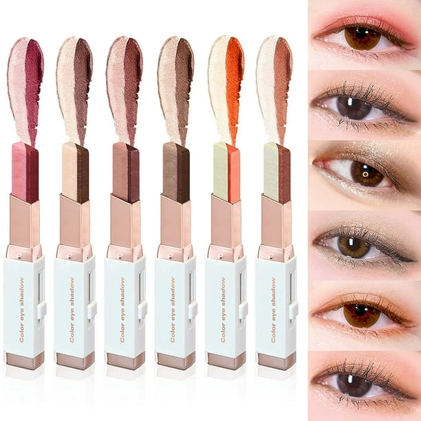 Juego de barras de sombra de ojos con purpurina de 12 colores, barra de sombra de ojos con degradado brillante de dos tonos, barra de sombra de ojos de colores dobles, barra de sombra de ojos con purpurina impermeable, lápiz de sombra de ojos para maquillaje de ojos para mujeres (6 piezas) Sailing Electrónica