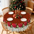 thumbnail image 2 of Nanqianyi Christmas Poinsettia Plaid Round Tablecloth,60 Inch,Washable Table Cover For Family Party Dinning Decor, 2 of 6