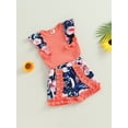 thumbnail image 3 of Bagilaanoe 2pcs Toddler Baby Girls Short Pants Set Short Sleeve T-Shirt Tops + Floral Shorts 1T 2T 3T 4T 5T 6T Kids Casual Summer Outfits, 3 of 8