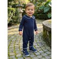 thumbnail image 4 of Cenuakty Baby Fall Romper White Trim Long Sleeve Doll Collar Full Length Jumpsuit for Infant Boys and Girls, 4 of 9