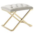 thumbnail image 4 of Contemporary Velvet & Stainless Steel Bench in Ivory & Gold, 4 of 6