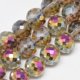 thumbnail image 1 of Electroplate Glass Beads Strands Rainbow Plated Frosted Faceted Round Tan 12mm Hole: 1.5mm about 50pcs/strand 22.05 inch, 1 of 2