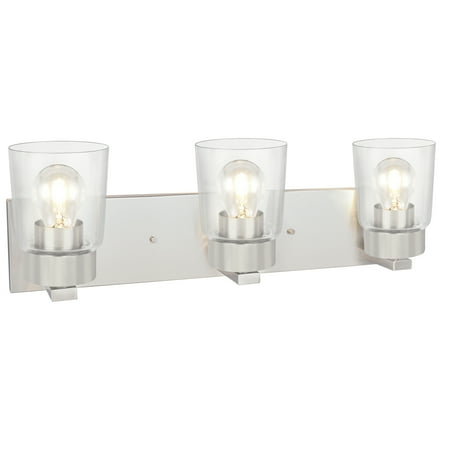 

Aspen Creative 62244 Three-Light Metal Bathroom Vanity Wall Light Fixture 22 Wide Transitional Design in Brushed Nickel
