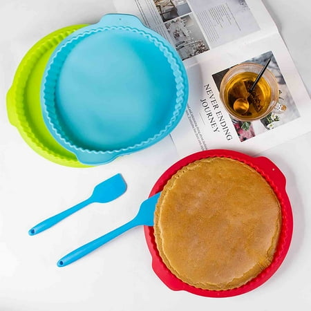 

Foraging dimple Set Of 3 Cake Molds and 2 Scrapers 11in Round Lace Silicone Cake Pans - Silicone Molds for Baking Quick Release Baking Pans for Layer Cake Cheese Cake