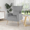 thumbnail image 2 of Costway Velvet Upholstered Wingback Chair with Lumbar Pillow & Golden Metal Legs Grey, 2 of 8