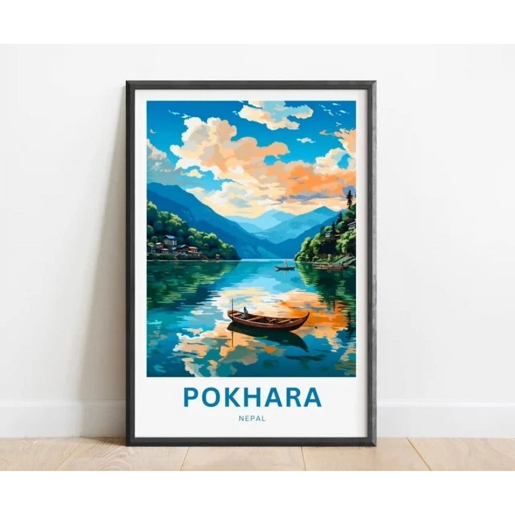 Pokhara Travel Print - Pokhara Poster Nepal Wall Art Home Decor Vintage Art Print Cute Birthday Gift Wall Art
