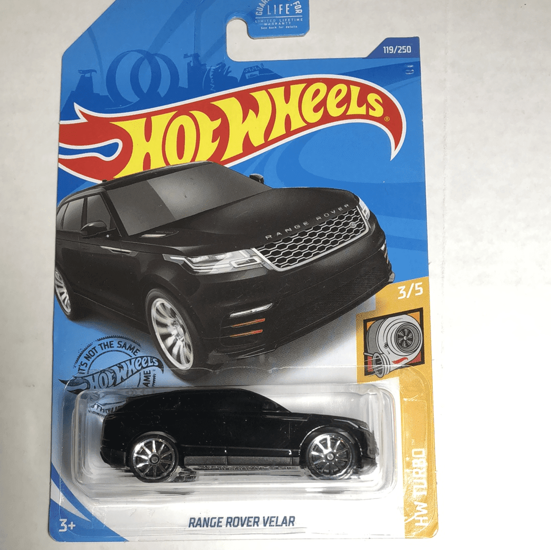 Long Card by Mattel Hot Wheels 2020 Range Rover Velar HW Turbo Black 119/250 