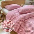thumbnail image 3 of Red Gingham King Quilt Set, Soft Pre-Washed Microfiber Plaid King Bedspread, Lightweight Checked Summer Quilt, Grid Bedding Coverlets for All Seasons (Includes 1 Quilt, 2 Pillow Shams), 3 of 7