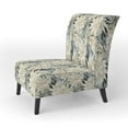 thumbnail image 3 of Designart "Exotic Floral Pattern In Grey And White" White Floral Upholstered Accent Chair - Cottage Arm Chair For Living Room, 3 of 7