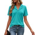 thumbnail image 2 of vigerkar Women's Polo Shirts Lapel Collar V Neck Short Sleeve Blouse Dressy Casual Tunic Tops (Green, S), 2 of 7