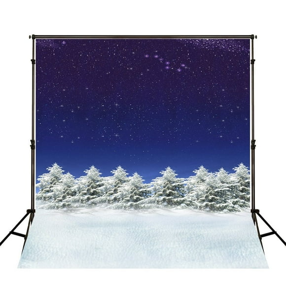 EREHome Polyester Fabric 5x7ft Purple Starry sky Photography Backdrops White Snow Background for Photo Shoot Backdrop Props