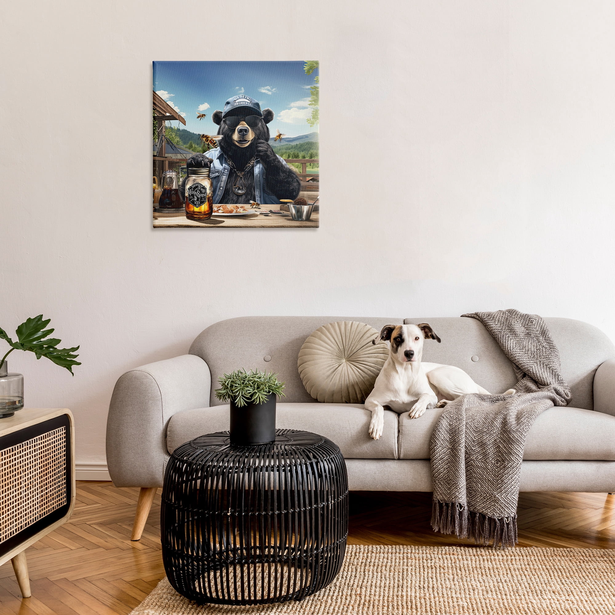 Stupell Industries Bear at Rustic Campsite Animals & Insects Painting Gallery Wrapped Canvas Art Print Wall Art, 30 x 30