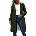 thumbnail image 4 of Women's Outdoor Jacket Hooded Waterproof Plus Size Midi Long Long Sleeve Solid Color Rain Jacket Lightweight Active Outdoor Sport Hiking Raincoat with Pockets, 4 of 8