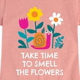 thumbnail image 3 of Instant Message - Smell The Flowers Snail - Toddler And Youth Girls Short Sleeve Graphic T-Shirt, 3 of 6