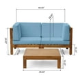 thumbnail image 3 of Christopher Knight Home Brava Outdoor 2-Seater Sectional Acacia Wood Loveseat Set with Coffee Table and Cushions by, 3 of 5