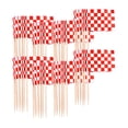thumbnail image 1 of GUOOL 100 Pièces Drapeau Cure-Dents Fête d'Anniversaire Fournitures Maison Fête Cupcake Bâtons Rouge Blanc, 1 of 9
