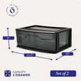 thumbnail image 5 of Homz Plastic 1 Drawer Wide Body Home Storage Cart, Black Frame with Smoke Drawer, 2 Pack, 5 of 10