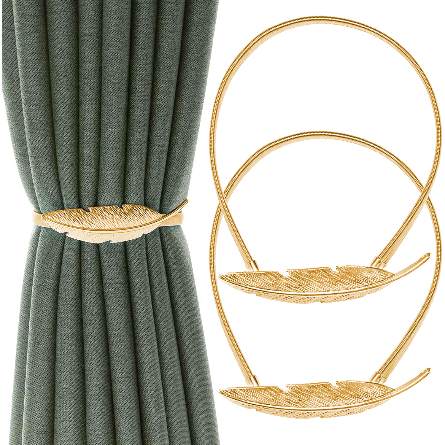 Adjustable Curtain Tiebacks, 2 pack Alloy Drapery Holdback Ties Backs for Window Curtain