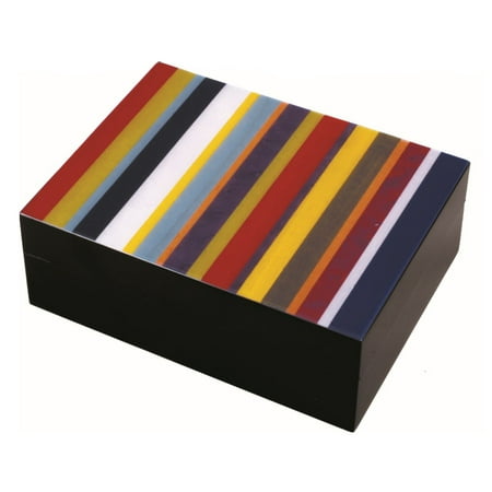 Ercolano Luxury Wooden Handmade Italian Luxury Colour Stripes Jewelry Box 6.75"L x 5"H x 2.25"W