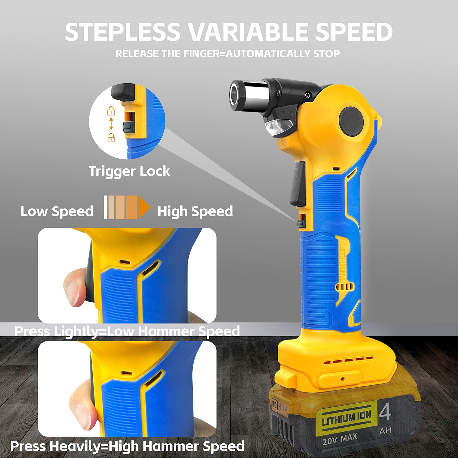 Cordless Palm Nailer Compatible with Dewalt 20V Max Battery(NO Battery), Auto Hammer with Magnetic Collet, 14000 RPM, Brushless Power Nailer for Joist Hangers, Tight Spaces
