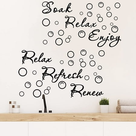 2 Pieces Bathroom Wall Decals Sticker Relax Refresh Renew E Vinyl Decal Soak Enjoy - Spa Wall Art Stickers