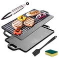 thumbnail image 1 of Plancha Hierro Fundido Reversible, 2en 1 Comal de Hierro Fundido, Parrilla de Hierro Fundido con Una Doble Manija, Asador para Estufa, para Camping, Barbacoa, 1 of 4