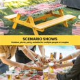 thumbnail image 6 of Eucalyptus Trucks Table Cloths for 8 Foot Rectangle Tables, Spring Farmhouse Floral Leaves Pink Plaid Patio Waterproof Elastic Fitted Tablecloths, Washable Rectangular Table Cover for Camping, 6 of 8