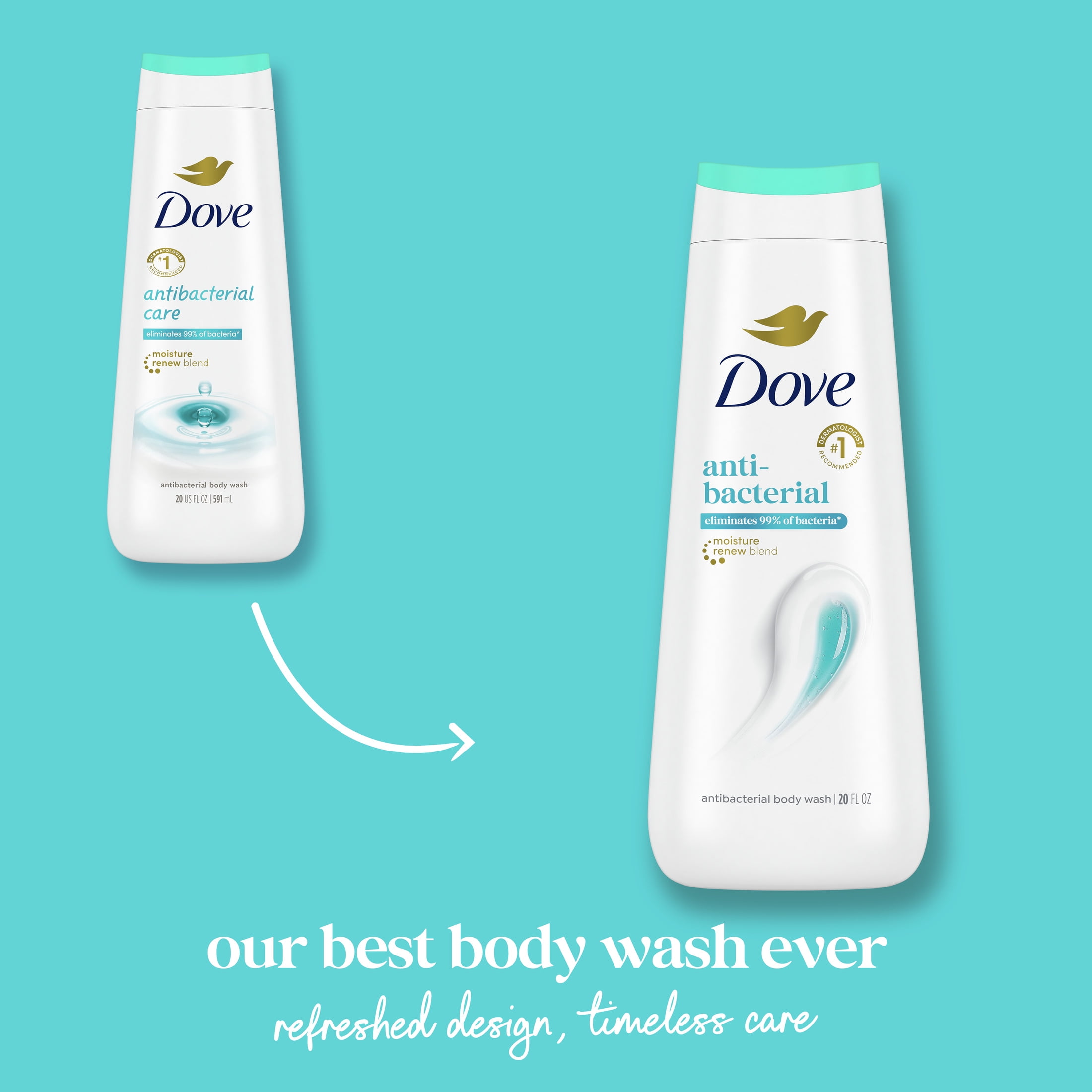 Dove Antibacterial Daily Use Body Wash for Women Protects from Dryness All Skin, 20 oz