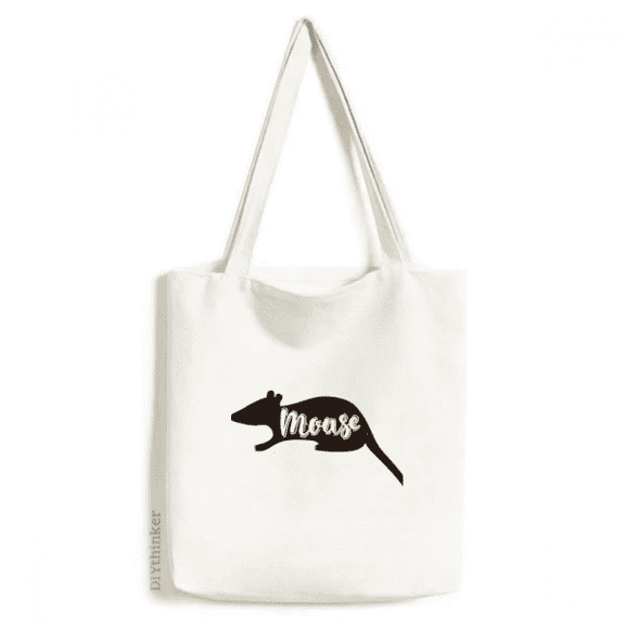 Mouse Black And White Animal Tote Canvas Bag Shopping Satchel Casual Handbag
