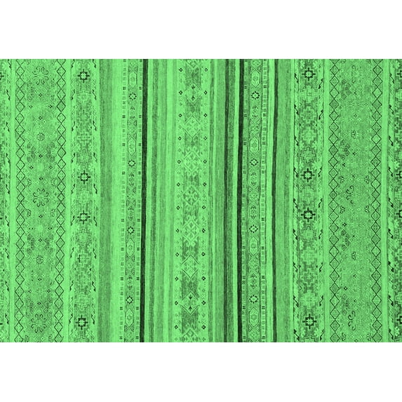 Ahgly Company Indoor Rectangle Abstract Emerald Green Modern Area Rugs, 6' x 9'