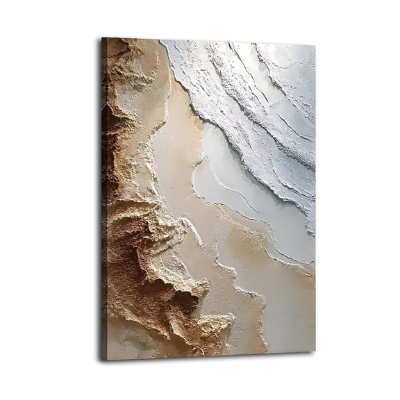Larbulse Beige Brown Beach Texture Sand Canvas Wall Art Home Decor Poster Vintage Funny Print Picture Abstract Bedroom Living Room Kitchen Posters Decor
