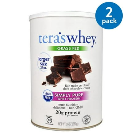 (2 Pack) Tera's Whey rBGH Free Whey Protein Powder, Dark Chocolate Cocoa, 20g Protein, 1.5