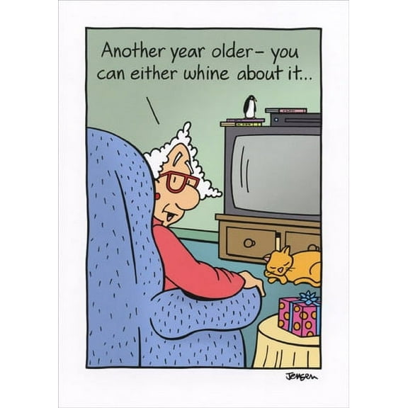 Oatmeal Studios Woman in Front of TV Scott Jensen Funny Feminine Birthday Card