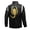 Black, variant on Men's color block PU leather jacket youth motorcycle embroidered jacket street wear stand-up collar design